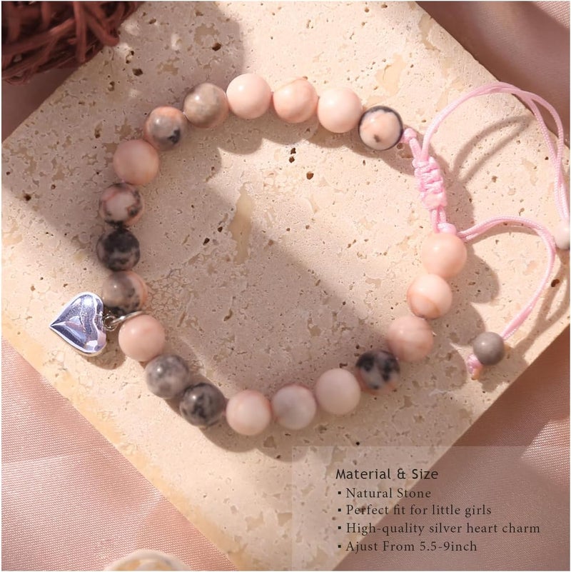 Chuchoter To My Daughter/Granddaughter/Niece Bracelet,Sweet Heart Natural Stone Beaded Bracelet For girl,Birthday Christmas Valentines Graduation Gifts for girl - Image 3